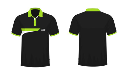 T-shirt Polo green and black template for design on white background. Vector illustration eps 10.