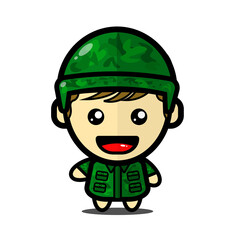 Cute illustration of boy soldier, Army Vector. EPS 10