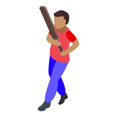 Park playing cricket icon. Isometric of park playing cricket vector icon for web design isolated on white background