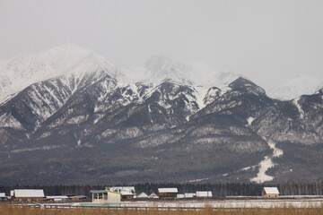 mountains in the snow