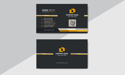 Black Yellow Simple Business Card  