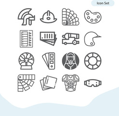 Simple set of body armour related lineal icons.