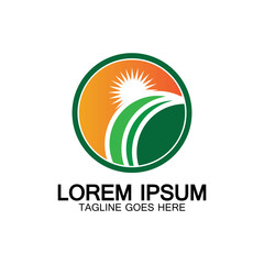 Fototapeta premium Organic farming logo vector illustration design,natural product icon .Farm logo template.Abstract Organic Agriculture Logo Template. Vector illustration