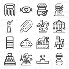 16 pack of zone  lineal web icons set