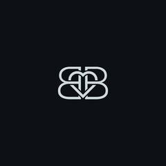 letter B or BB combination love logo vector illustration