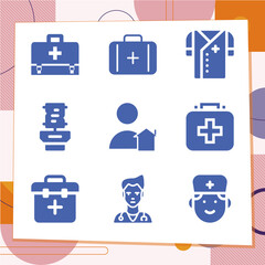 Simple set of 9 icons related to doc