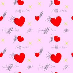 hearts on a pink background for textiles