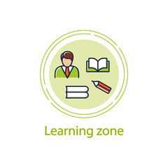 Learning zone concept line icon. Route to success. Self improvement and self realization. Business and career development. Education, training. Vector isolated conception metaphor illustration