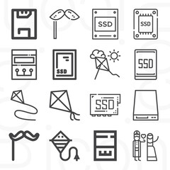 16 pack of declared  lineal web icons set