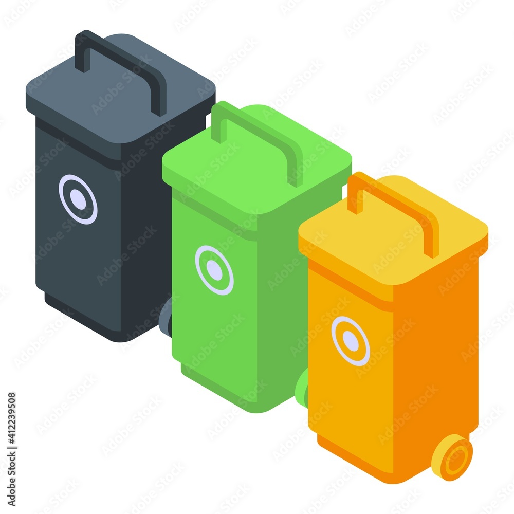 Poster bins garbage icon. isometric of bins garbage vector icon for web design isolated on white background