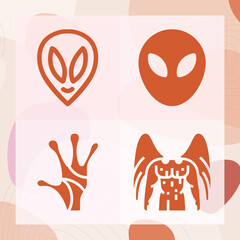 Simple set of hypothetical creature related filled icons