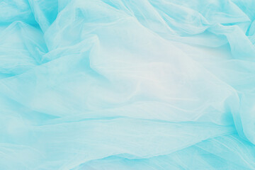 Vintage pastel blue tulle chiffon texture background