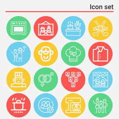 16 pack of daughter  lineal web icons set