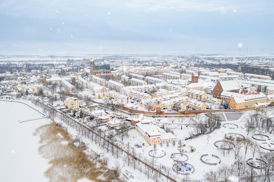 Prenzlau am Uckersee im Winter bei Eis und Schnee