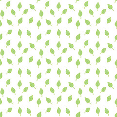 Seamless pattern of green leaves on a white background