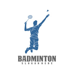 Modern Passionate Badminton Player In Action Logo, Creative Badminton design concepts template, icon symbol