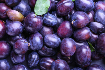 Many ripe plums as background