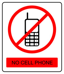 Warning No cell phone vector sign isolated on white background, please  don&rsquo;t use telephone