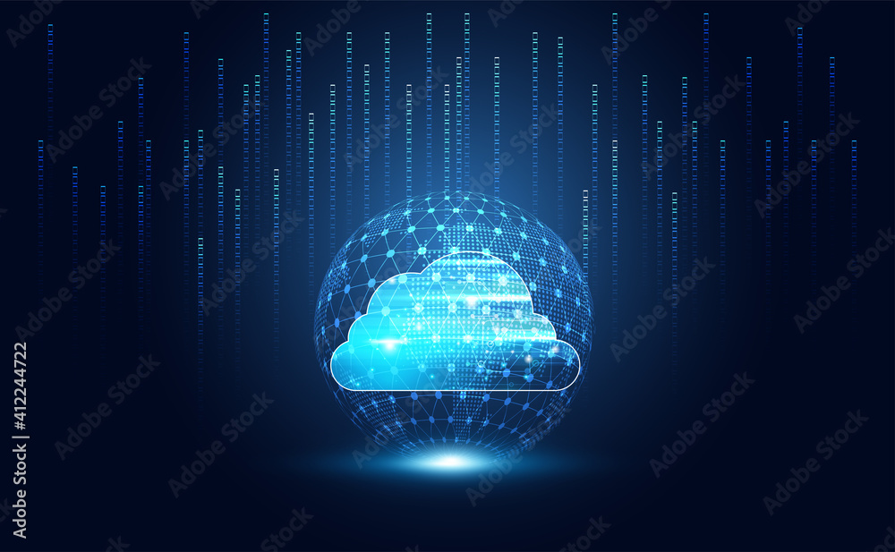 Poster abstract cloud technology with big data and interface concept connection by collecting data in the c