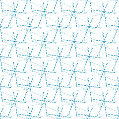 Starburst stitch seamless vector pattern background. Modern needlework abstract sashiko interpreted blue white backdrop. Embroidery themed modern geometric design with star shapes. All over print