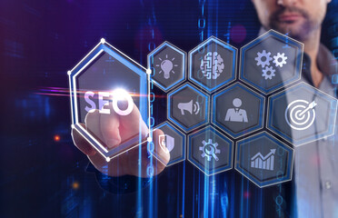 Business, Technology, Internet and network concept. SEO Search engine optimization marketing...