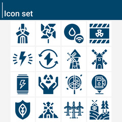 Simple set of biomass related filled icons.