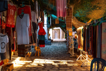 One of beautiful streets of medina in Mahdia. Tunisia.