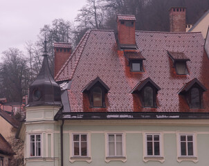 The facade of an old house in slovenia