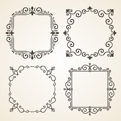 set of Ornate Page Decor Frames. Frames for Banners, Invitations, Posters, Stamps, Certificates