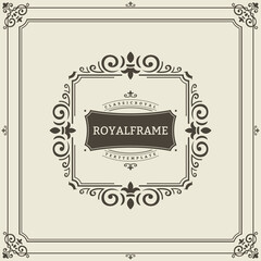 Frame Template. Vintage Ornament Greeting Card. Flourishes Ornament Retro Royal Luxury Invitation, Certificate with place for your Text. Ornamental Frame