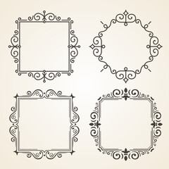 Set of Victorian Vintage Decorations Elements and Frames. Flourishes Calligraphic Ornaments and Frames. Retro Style Frame Collection for Invitations, Posters, Placards, Logos