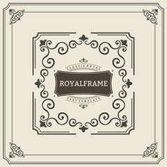 Frame Template. Vintage Ornament Greeting Card. Flourishes Ornament Retro Royal Luxury Invitation, Certificate with place for your Text. Ornamental Frame