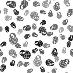 Black Advertising icon isolated seamless pattern on white background. Concept of marketing and promotion process. Responsive ads. Social media advertising. Vector.