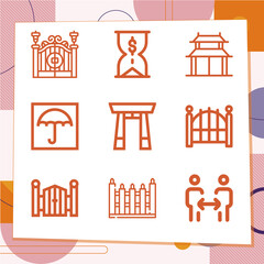 Simple set of 9 icons related to restrain