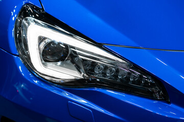Detail of car LED headlights lamp of new cars
