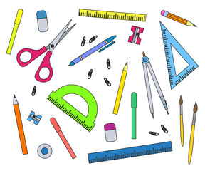 Office supplies on a white background. Symbol. Vector illustration.