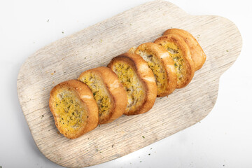 peaces of bread in white background