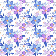 Seamless pattern beauty flowers theme