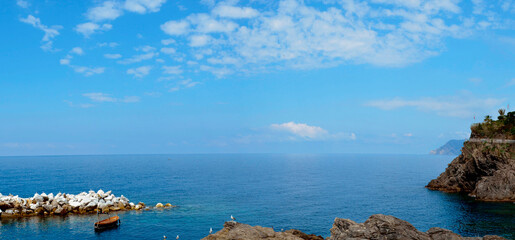 View from the Harbor in a Village on the Ligurian Coast of Italy