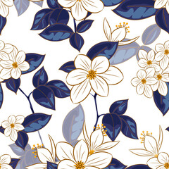 Seamless pattern beauty flowers theme