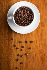 cup of beans, coffee beans
