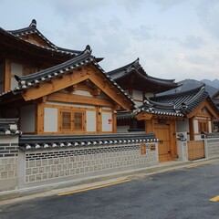 Obraz premium Beautiful Korean House and Sky