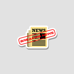 Breaking News sticker icon isolated on white background