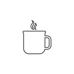 Cup of tea line icon on white. Vector