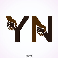 handshake letter N , Y, brown logo template vector 