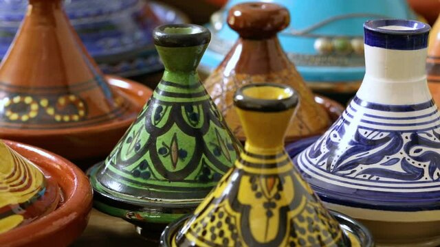 Collection of traditional Moroccan tajines