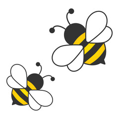 Cute bee character. Honey flying bees isolated on the white.