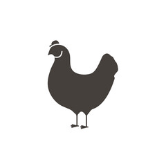 Black chicken icon. Farm bird silhouette. Vector illustration isolated on white.