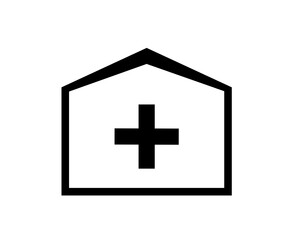 Flat design icons of the house with a cross, a roof (hospital). Vector.