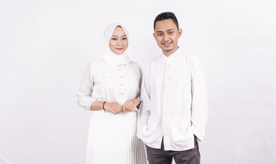 Asian moslem couple wearing moslem clothes